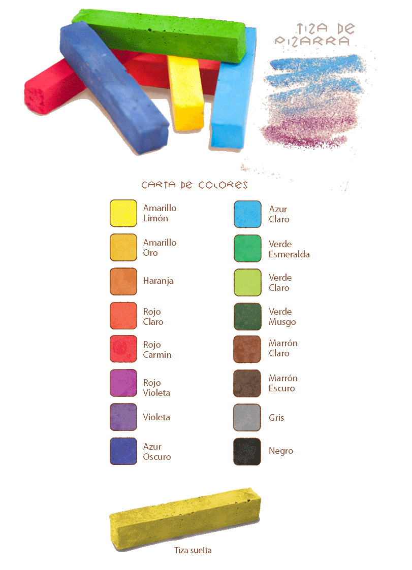 Carta de colores disponibles para tizas Apiscor