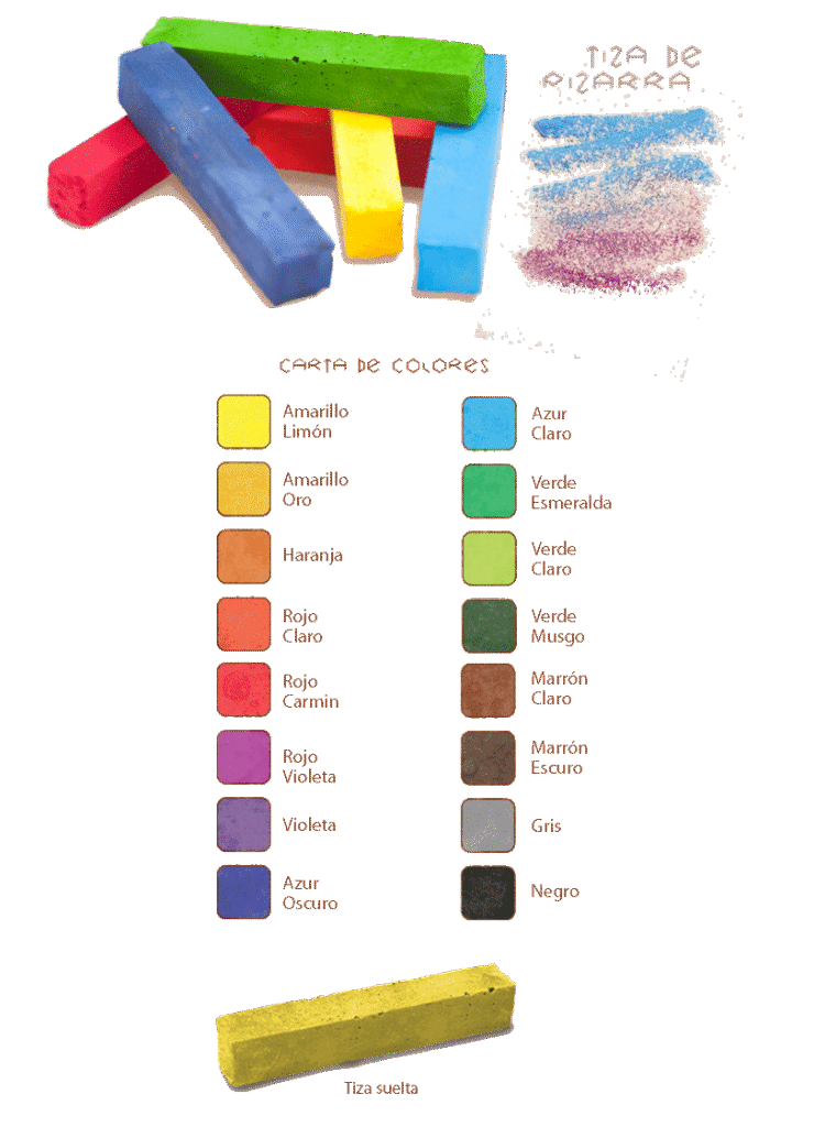 Carta de colores de tizas de pizarra